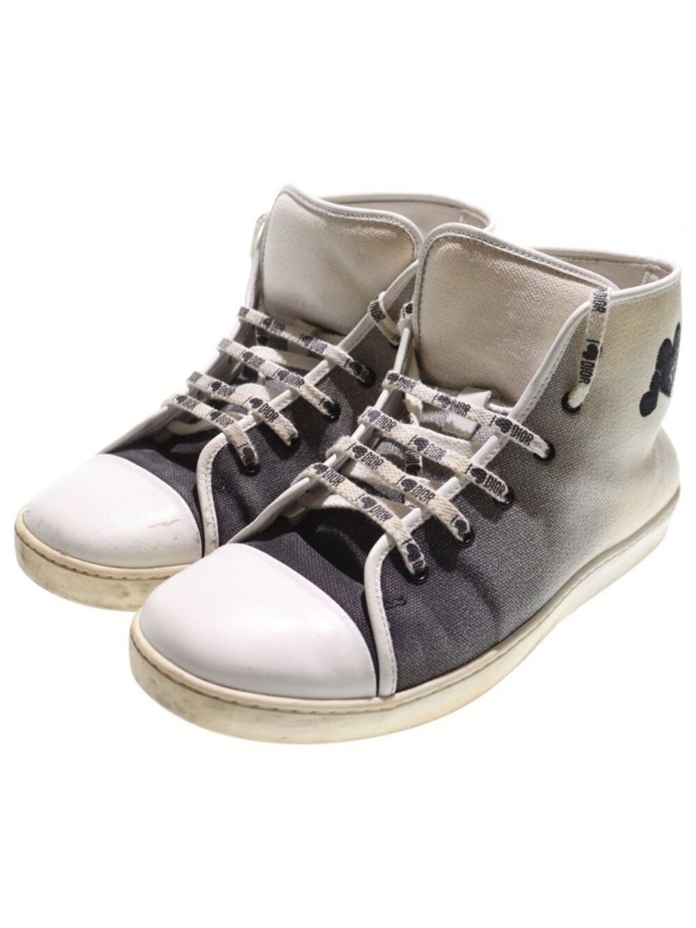 Dior Heart Logo Embroidery Gradient High Cut Shoes Sneakers White Black - Picture 3 of 7